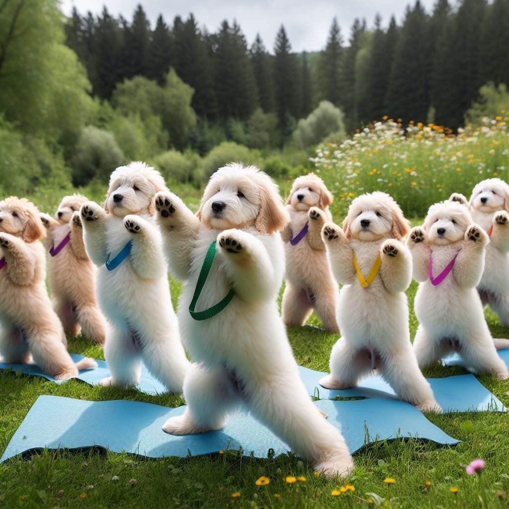 Pyredoodle Puppies doing exercise