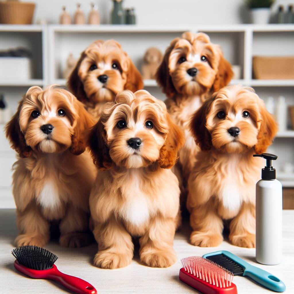 Apricot Cockapoo Puppies taking Grooming