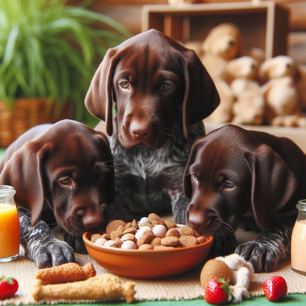 German Shorthaired Pointer Puppies eating food