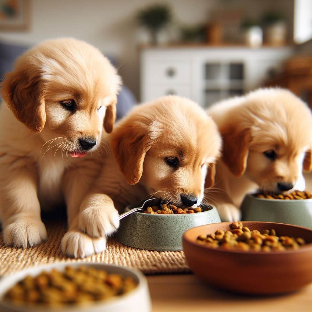 Golden Retriever Puppies Scotland eating Food
