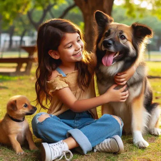Mutt Dog with Girl