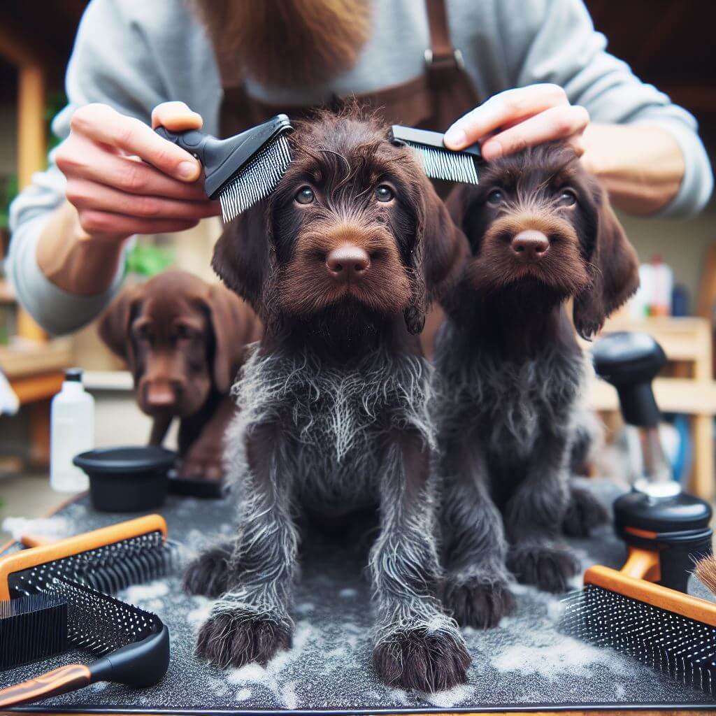 Wirehaired German Pointer Puppies grooming